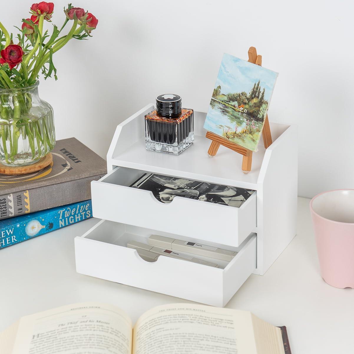 Organizador de Escritorio Blanco Rose Bloom con 2 Cajones