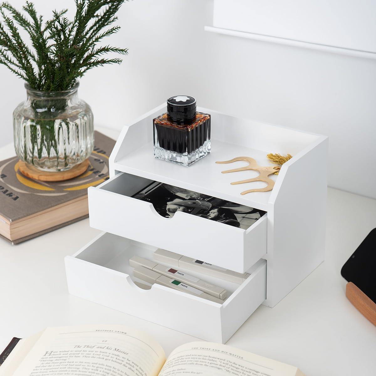 Organizador de Escritorio Blanco Rose Bloom con 2 Cajones