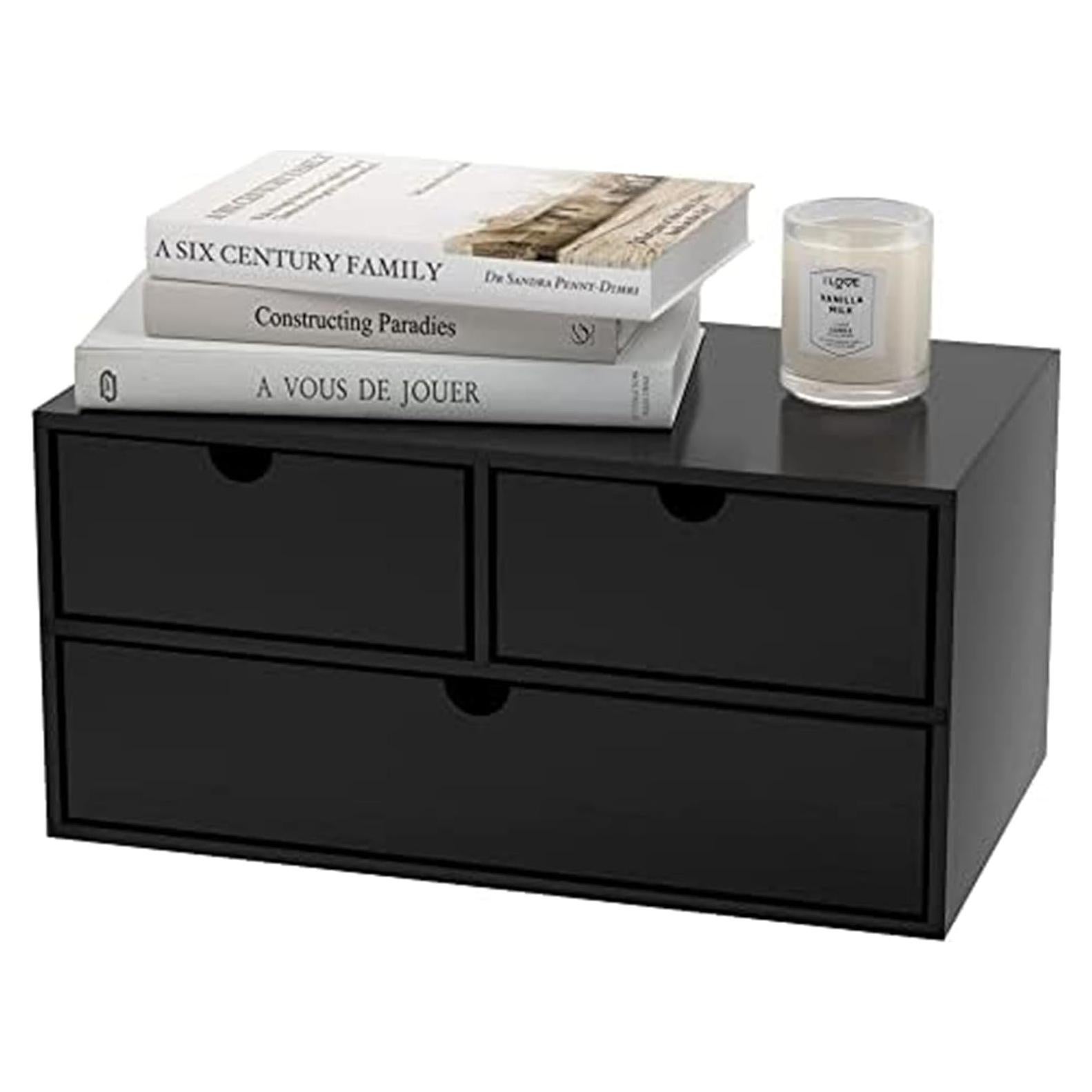 Organizador de Escritorio Wisuce de Bambú Negro - 3 Cajones