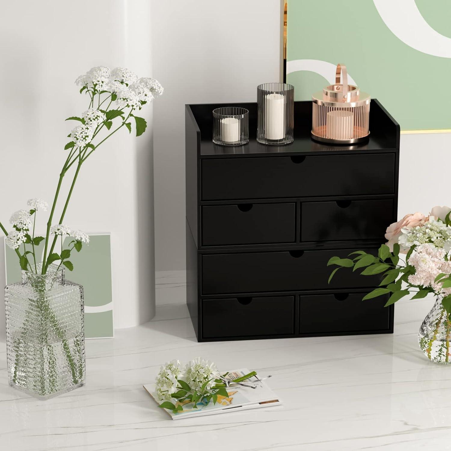 Organizador de Escritorio Wisuce de Bambú Negro - 3 Cajones