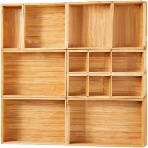 Organizador de Cajones Fabsome, Set de 9 Cajas de Bambú