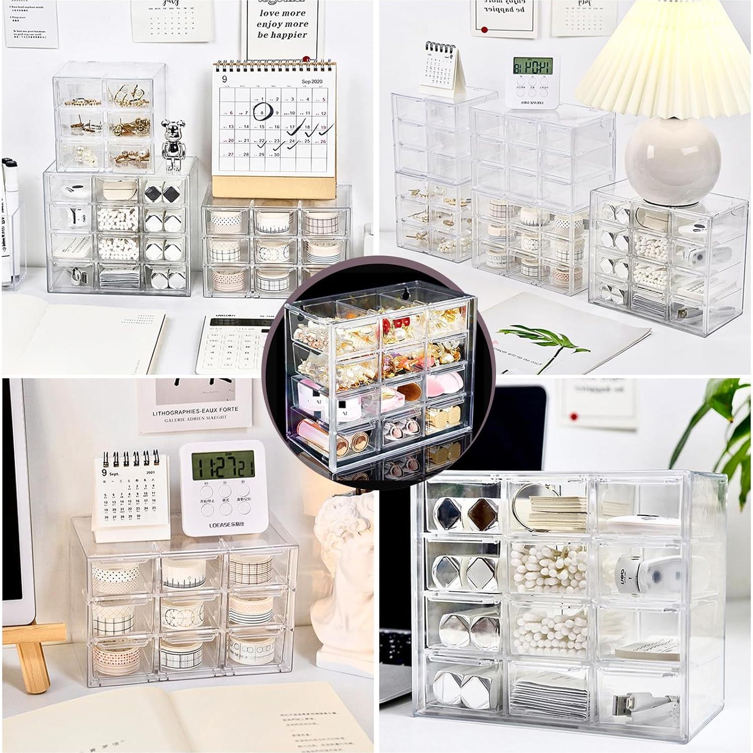 Organizador de Escritorio FODIENS con 12 Cajones Transparentes