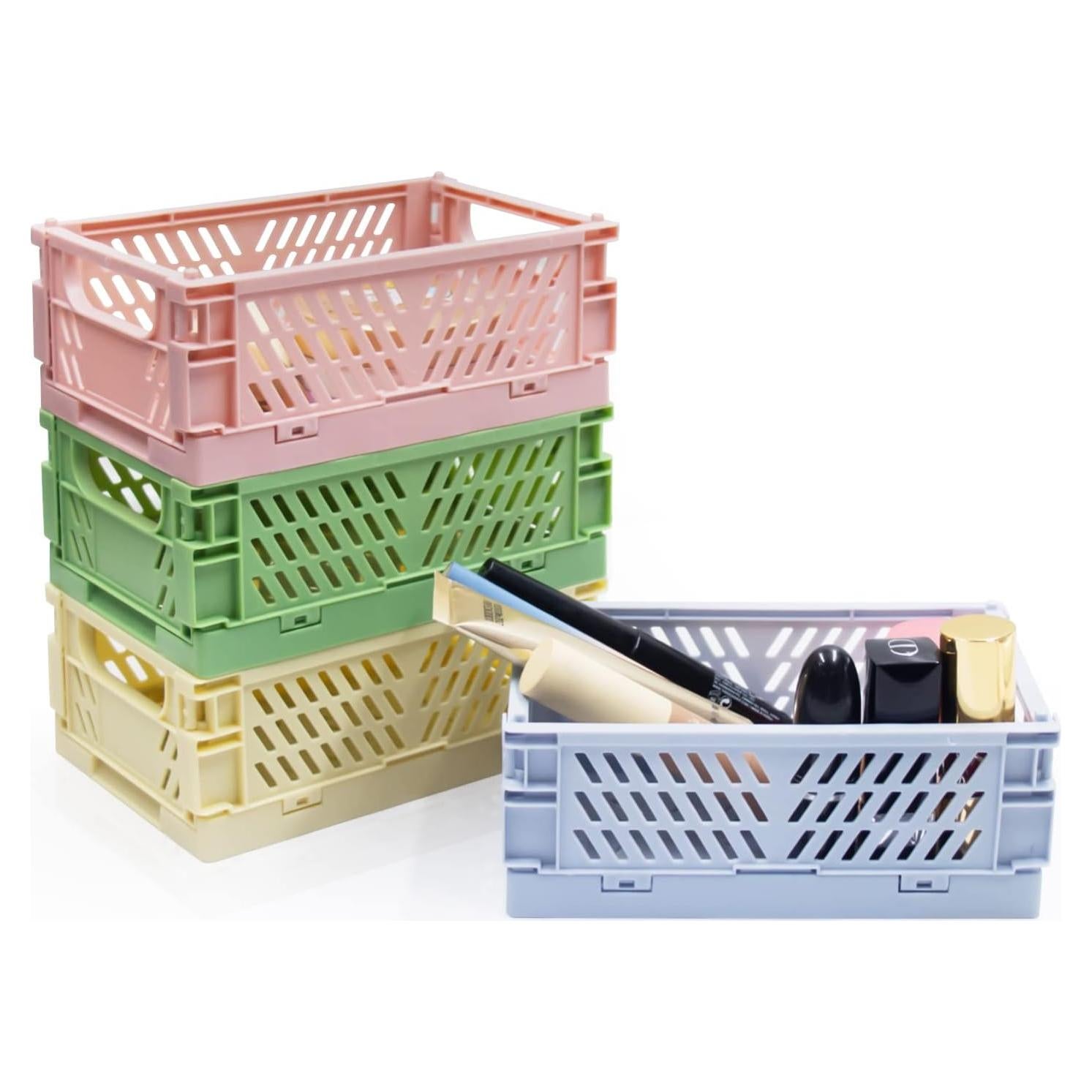 4 Cestas Plásticas Plegables Xhwykzz Mini 15x10x5.1cm Pastel