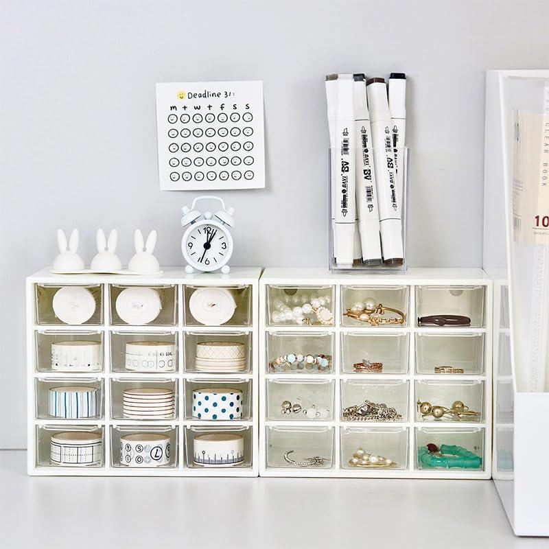 Organizador de Escritorio JIAFUJIN 12 Cajones Plástico Blanco