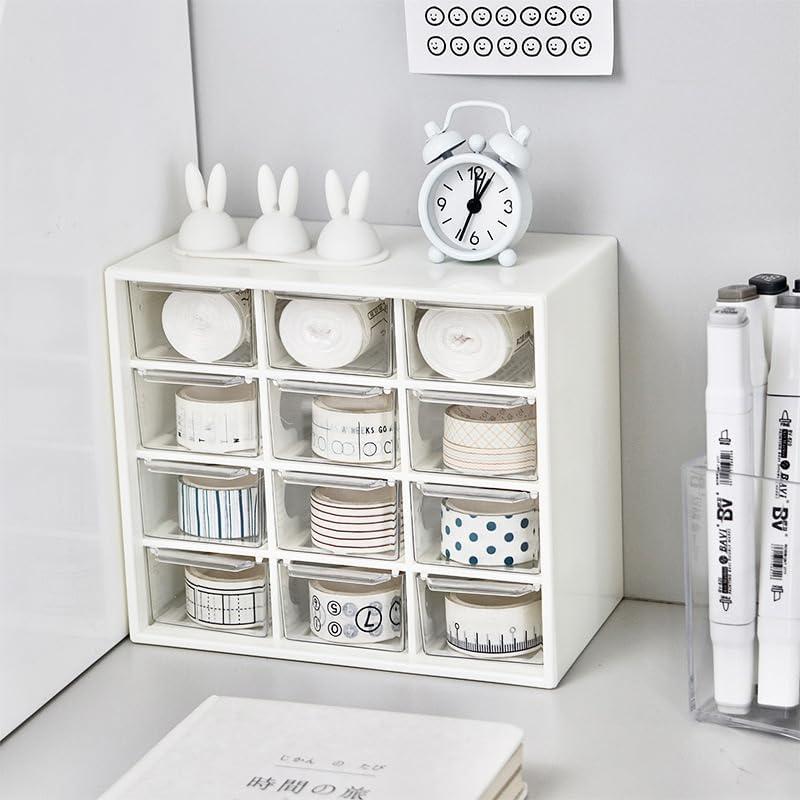 Organizador de Escritorio JIAFUJIN 12 Cajones Plástico Blanco