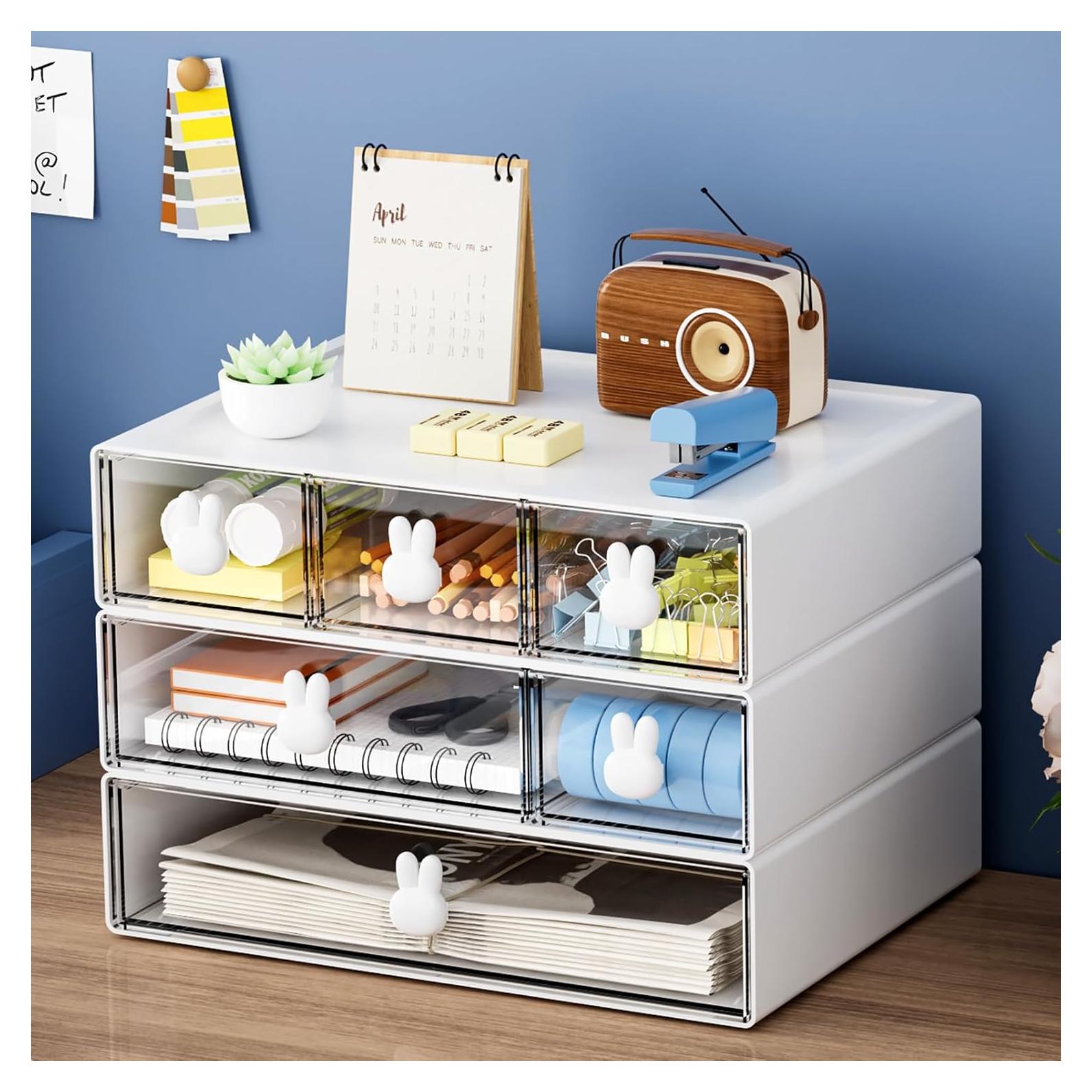 Organizador de Escritorio Marbrasse 6 Cajones Apilables ABS