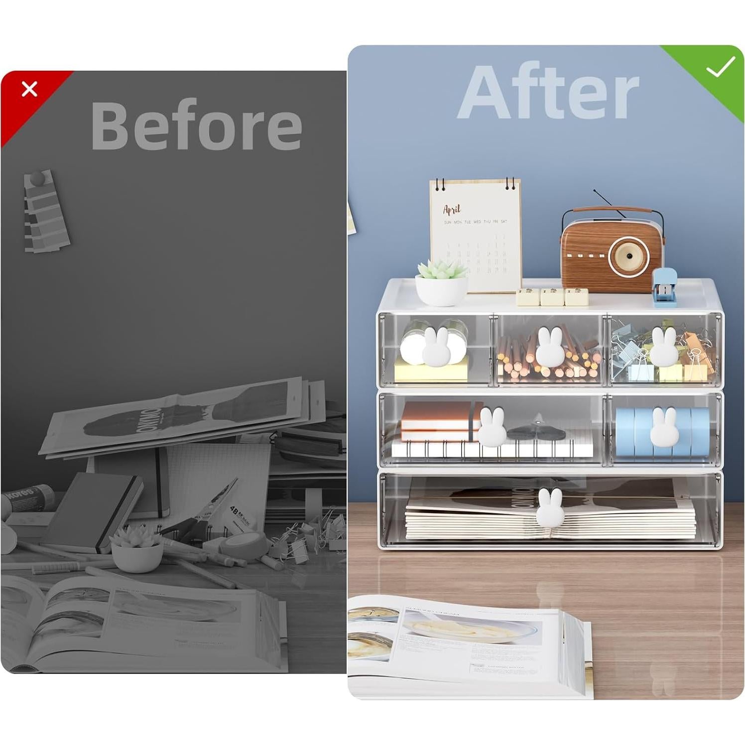 Organizador de Escritorio Marbrasse 6 Cajones Apilables ABS