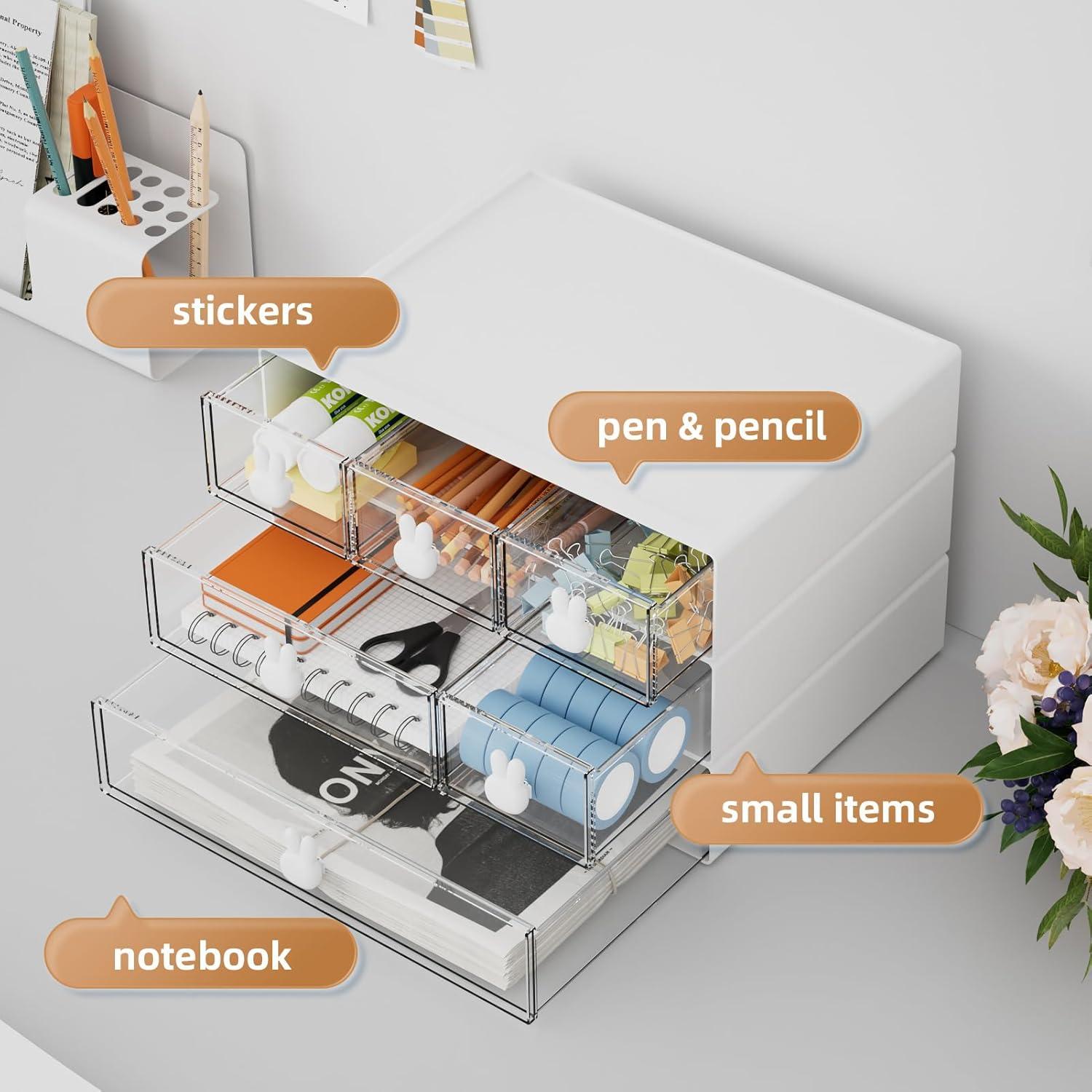 Organizador de Escritorio Marbrasse 6 Cajones Apilables ABS