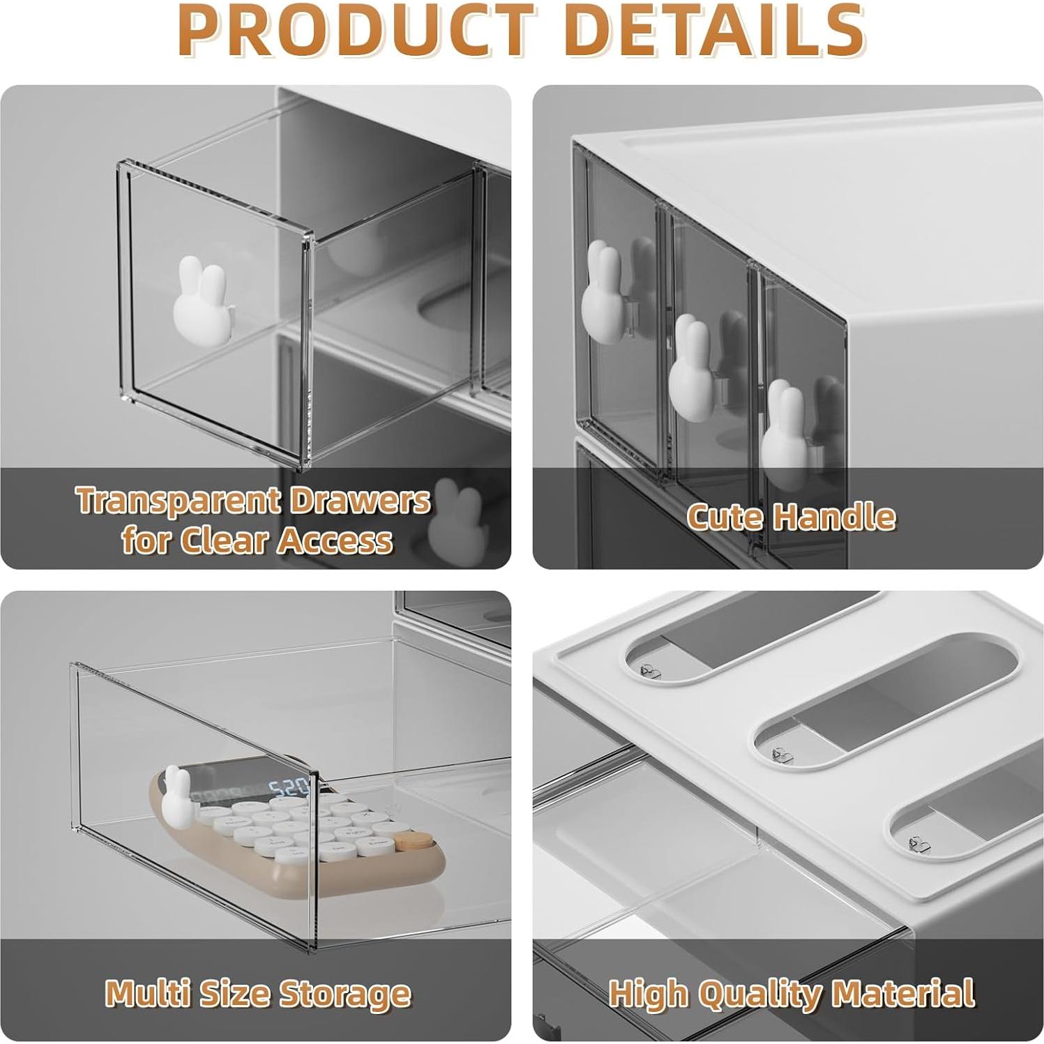 Organizador de Escritorio Marbrasse 6 Cajones Apilables ABS