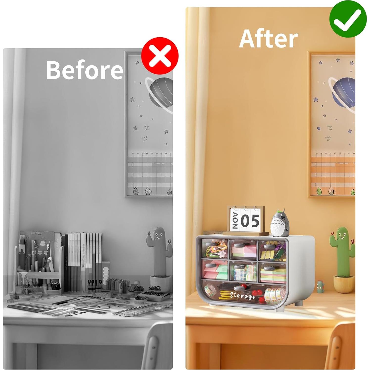 Organizador de Escritorio Futufirst Gris con 7 Cajones Apilables