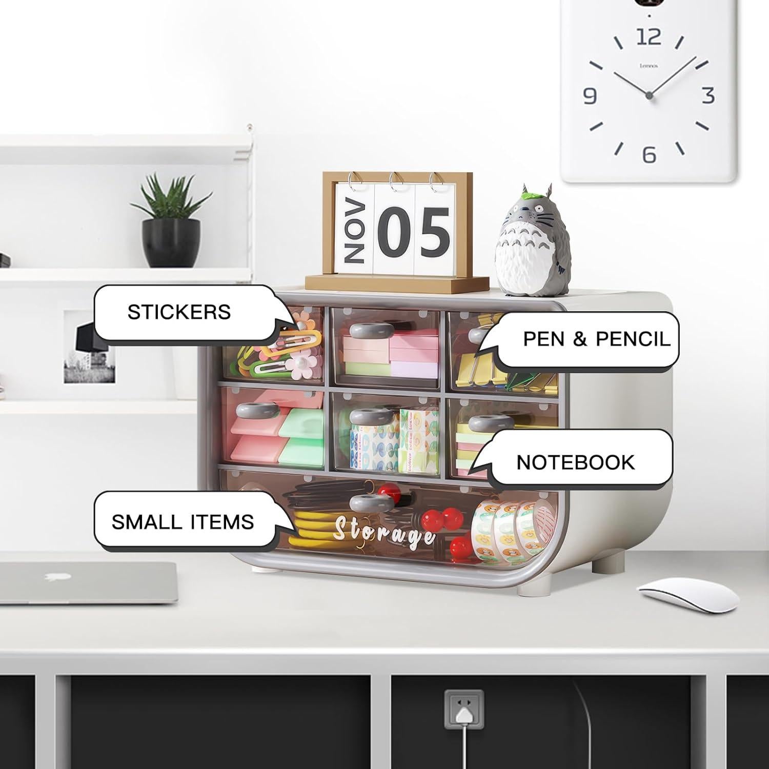 Organizador de Escritorio Futufirst Gris con 7 Cajones Apilables