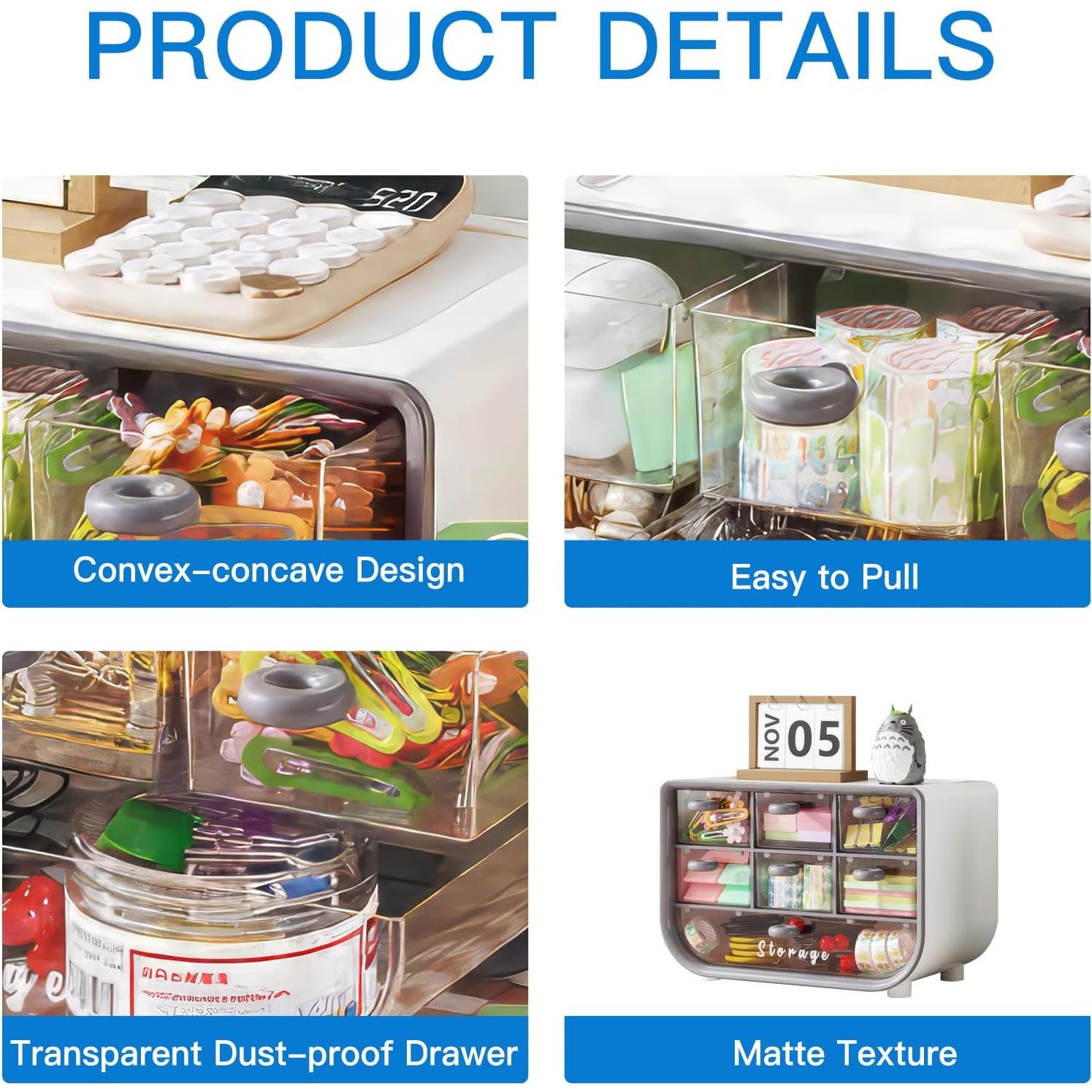 Organizador de Escritorio Futufirst Gris con 7 Cajones Apilables