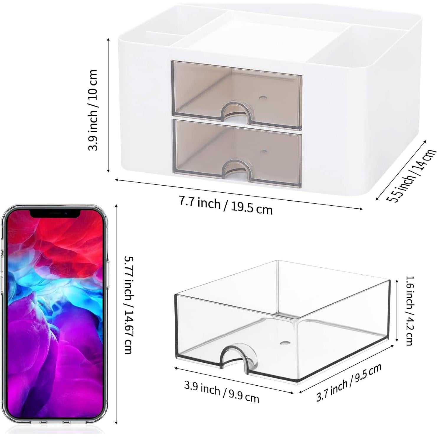 Organizador de Escritorio LETURE Blanco con 2 Cajones y 5 Compartimentos