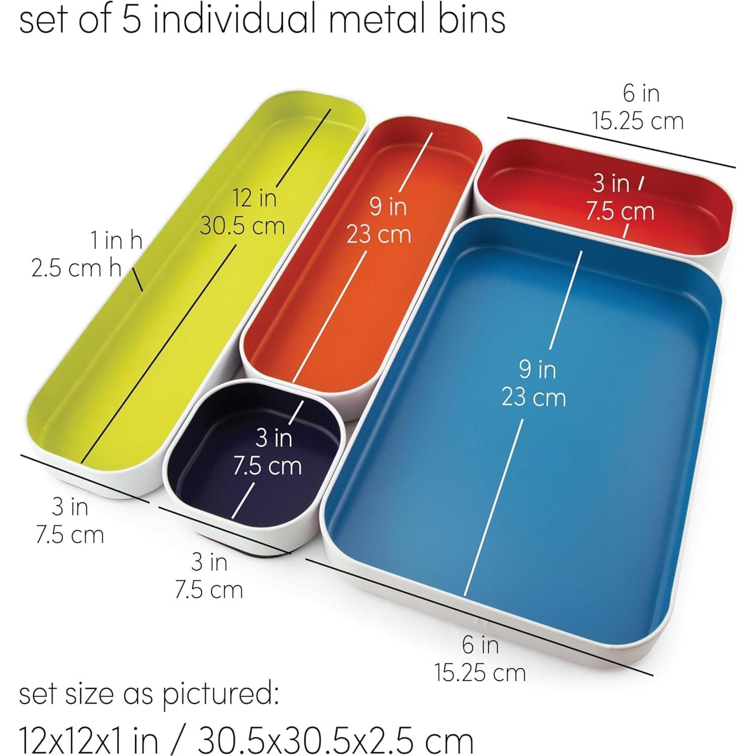 Conjunto de 5 Bandejas Organizadoras de Metal Three by Three