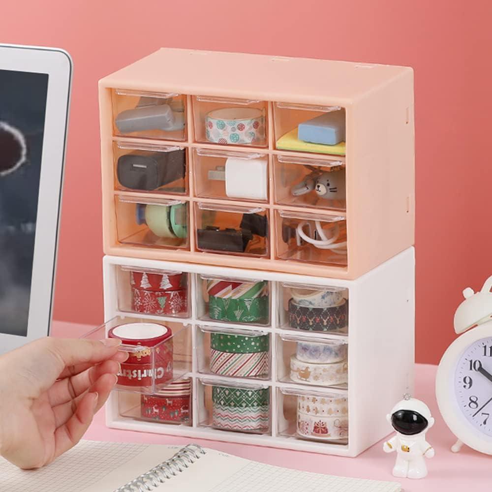 Organizador de Escritorio HMIEPRS Rosa con 9 Cajones Removibles