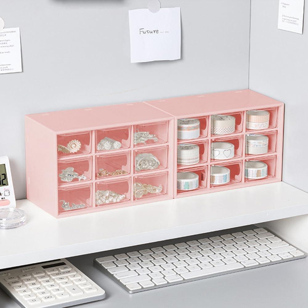 Organizador de Escritorio HMIEPRS Rosa con 9 Cajones Removibles