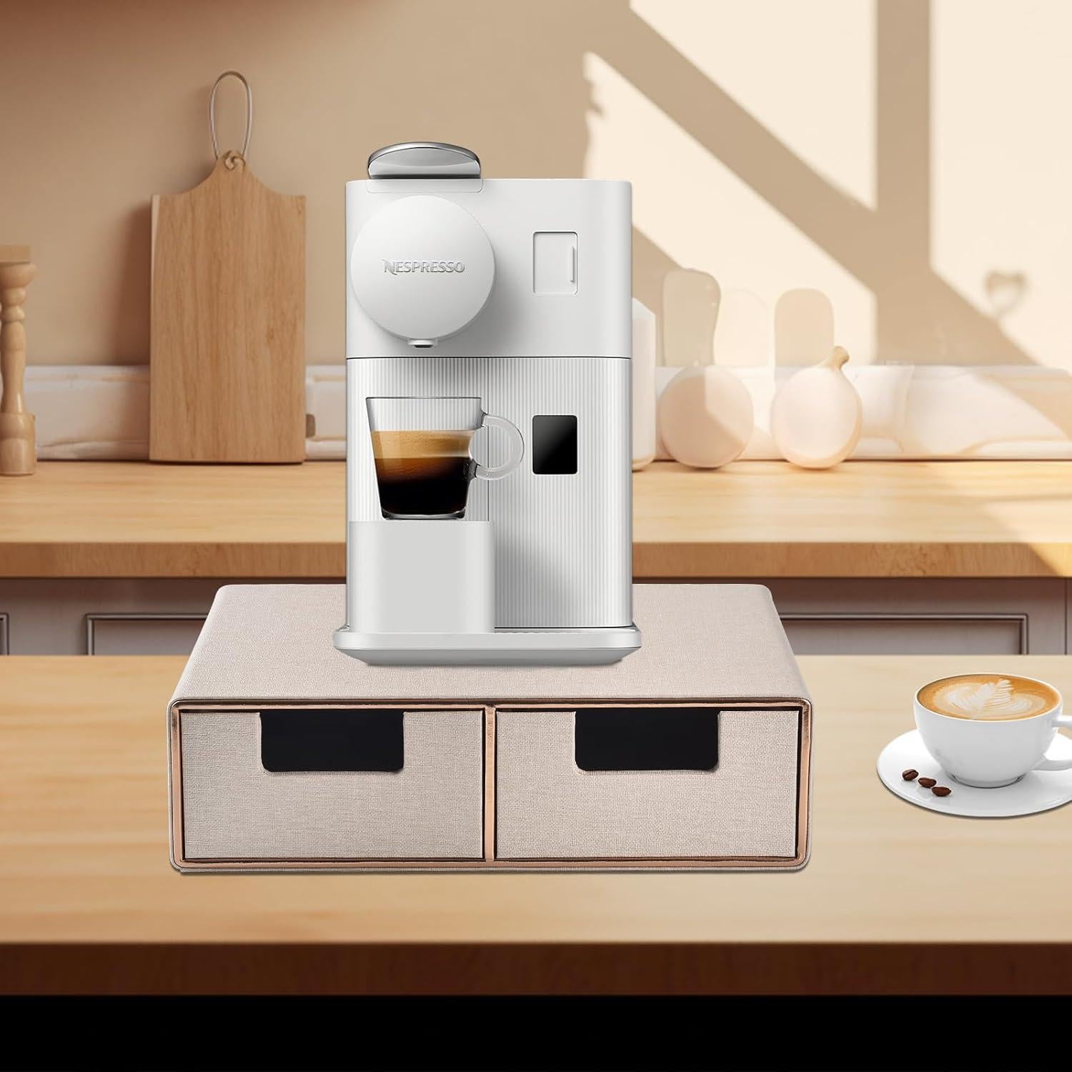 Organizador de Escritorio Beige RHCSZ con 2 Cajones Apilable