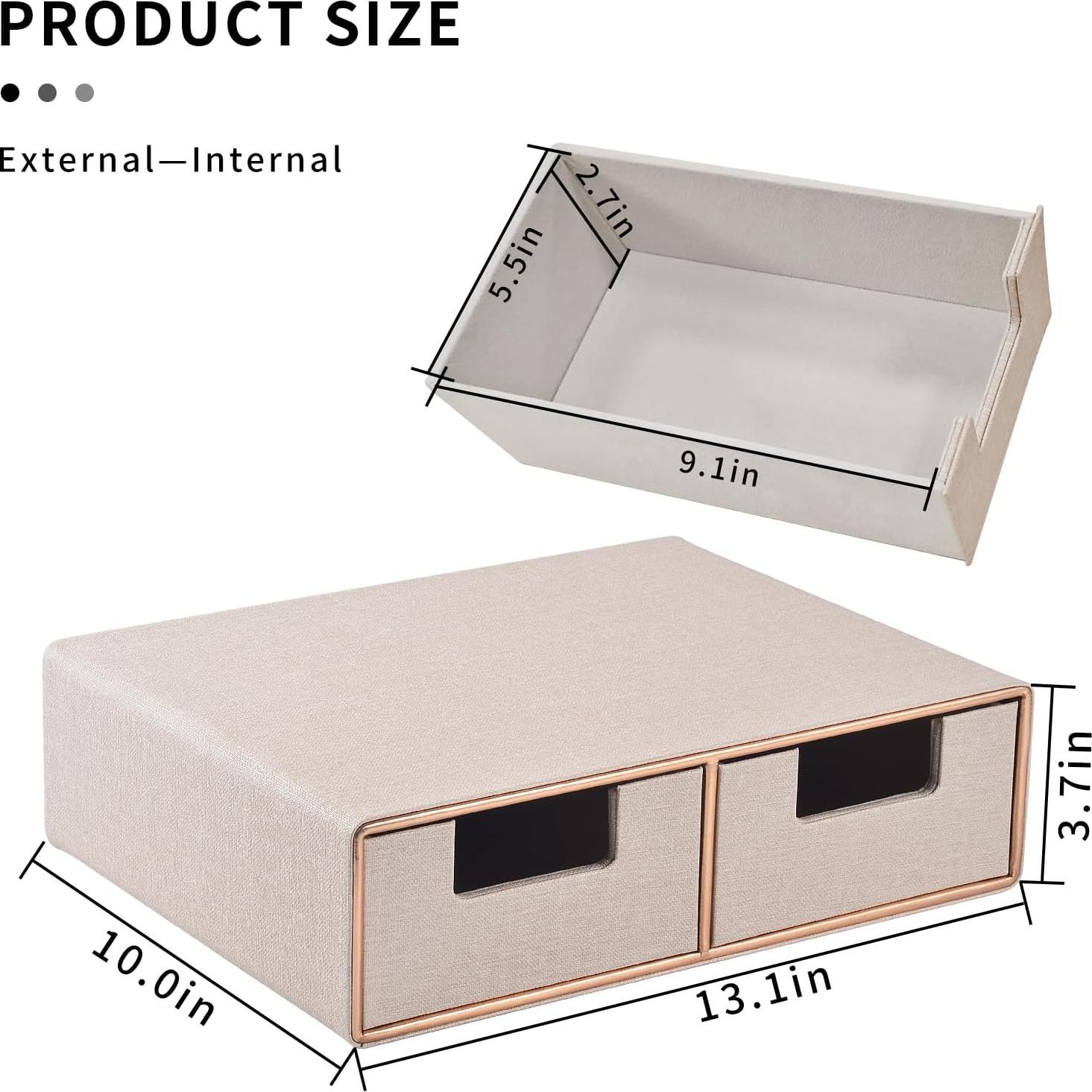 Organizador de Escritorio Beige RHCSZ con 2 Cajones Apilable