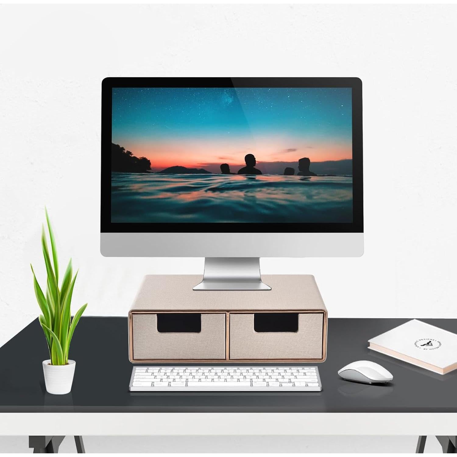 Organizador de Escritorio Beige RHCSZ con 2 Cajones Apilable