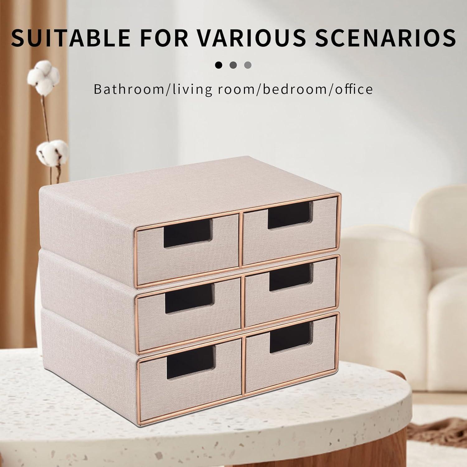 Organizador de Escritorio Beige RHCSZ con 2 Cajones Apilable