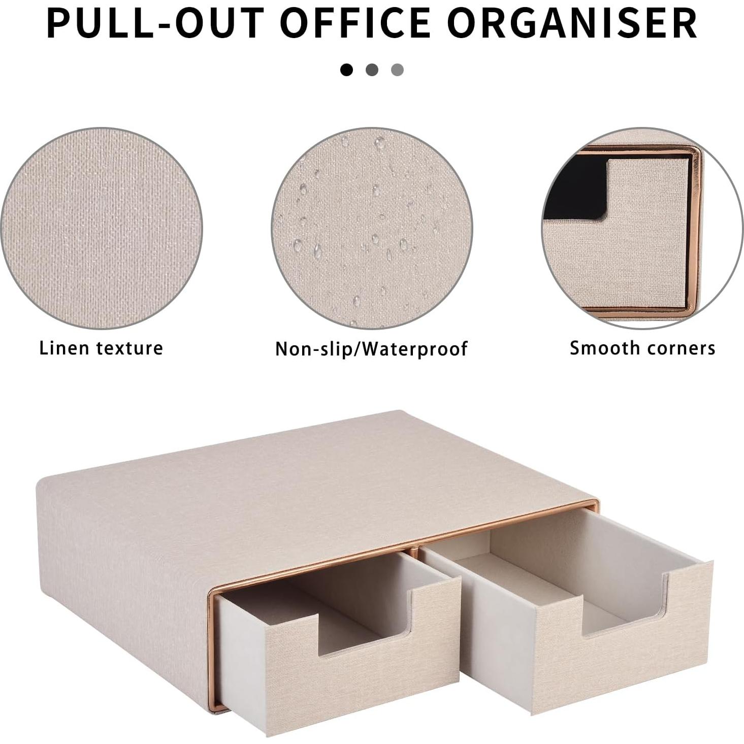 Organizador de Escritorio Beige RHCSZ con 2 Cajones Apilable