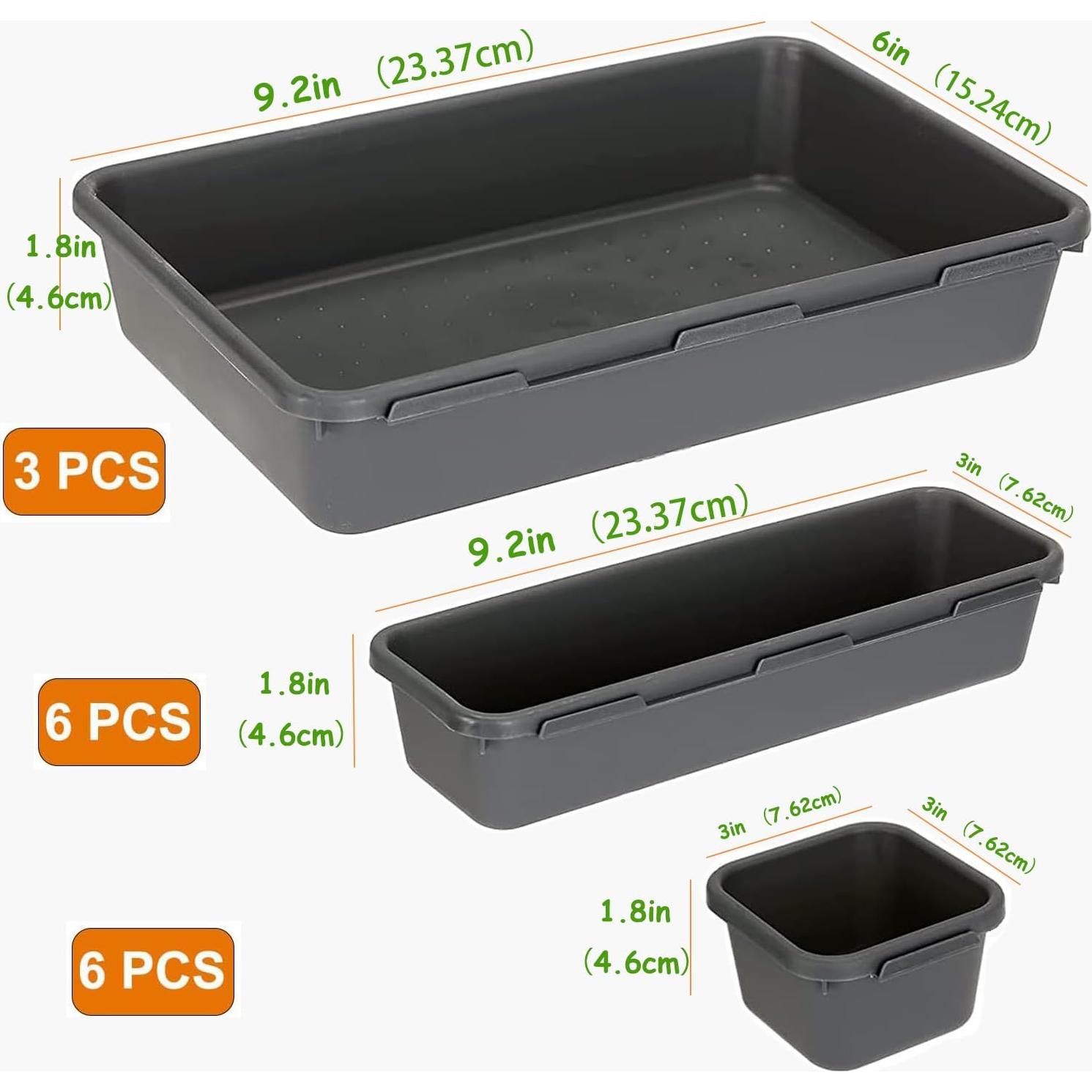 Organizador de Cajones 15 Pcs Kutesna Negro Apilable