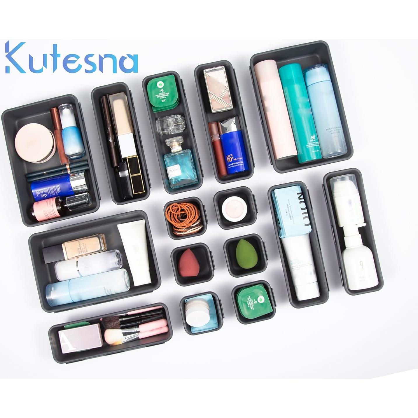 Organizador de Cajones 15 Pcs Kutesna Negro Apilable