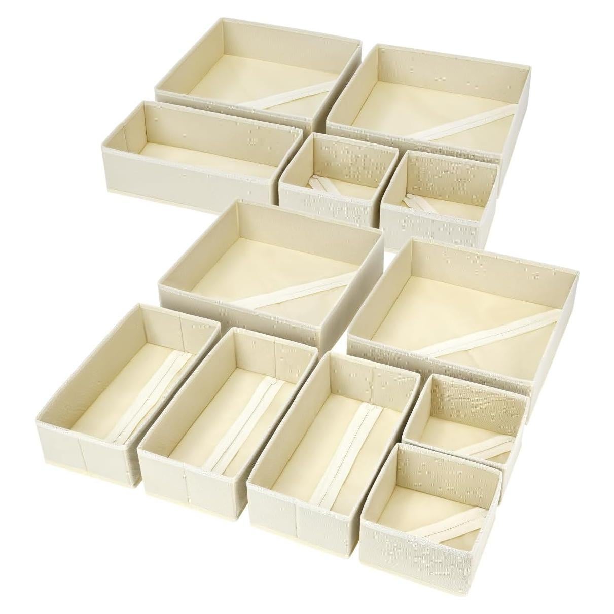 Organizador de Cajones DIMJ Beige, Set de 12 Plegables 30x30 cm