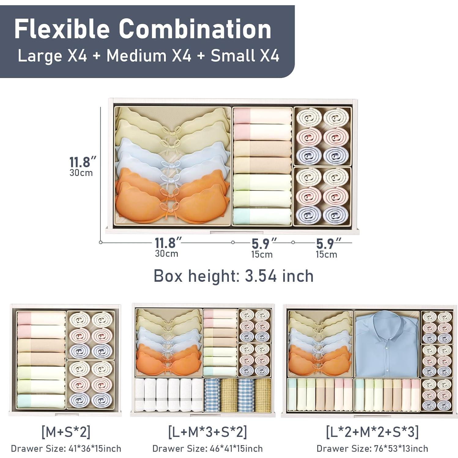 Organizador de Cajones DIMJ Beige, Set de 12 Plegables 30x30 cm