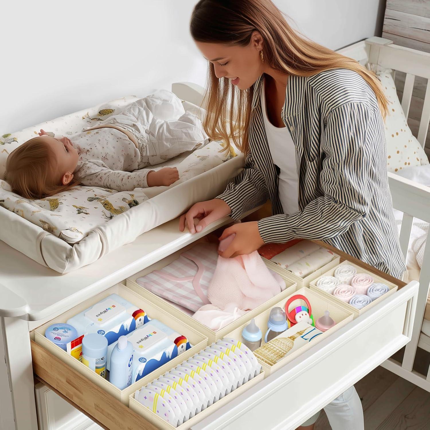 Organizador de Cajones DIMJ Beige, Set de 12 Plegables 30x30 cm