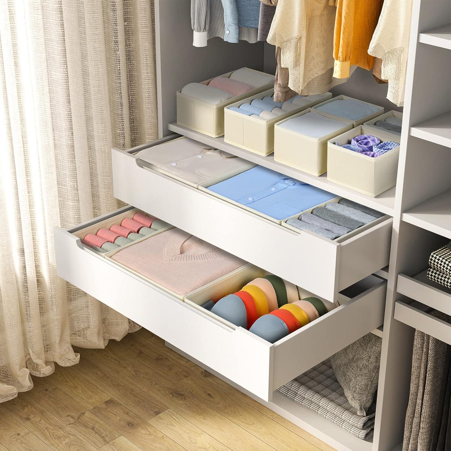 Organizador de Cajones DIMJ Beige, Set de 12 Plegables 30x30 cm
