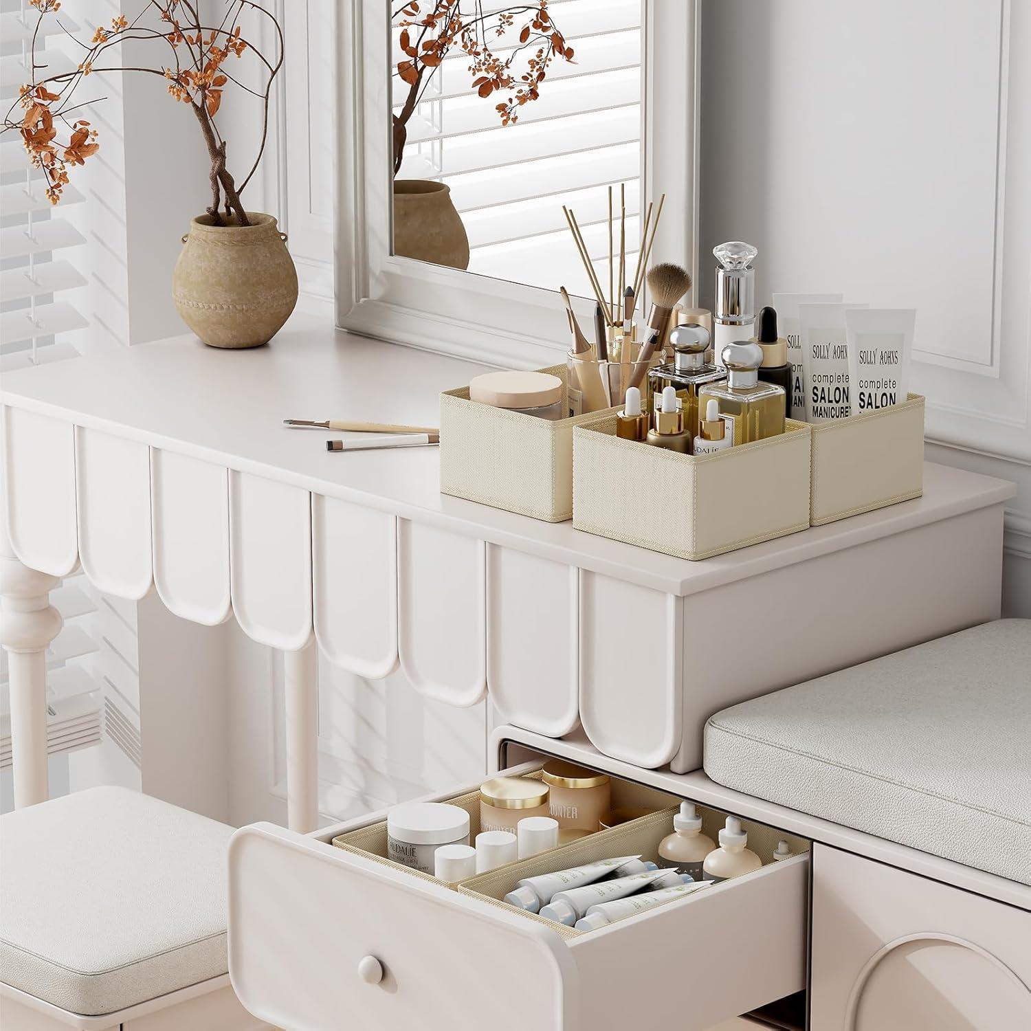 Organizador de Cajones DIMJ Beige, Set de 12 Plegables 30x30 cm