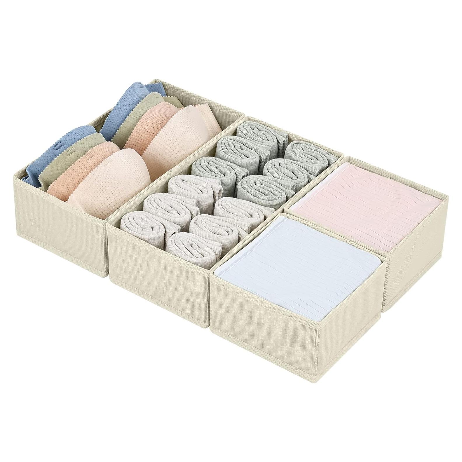 DIMJ Organizadores de Cajones Plegables Beige Set de 4