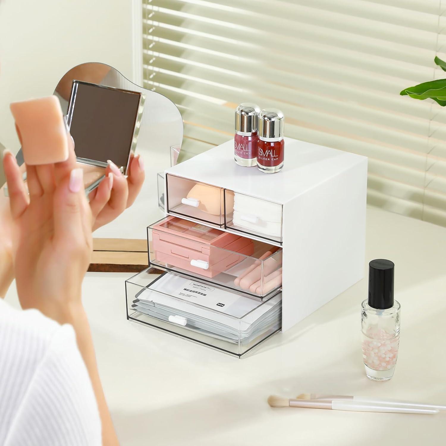 Organizador de Maquillaje MILULUGO 4 Cajones Blanco