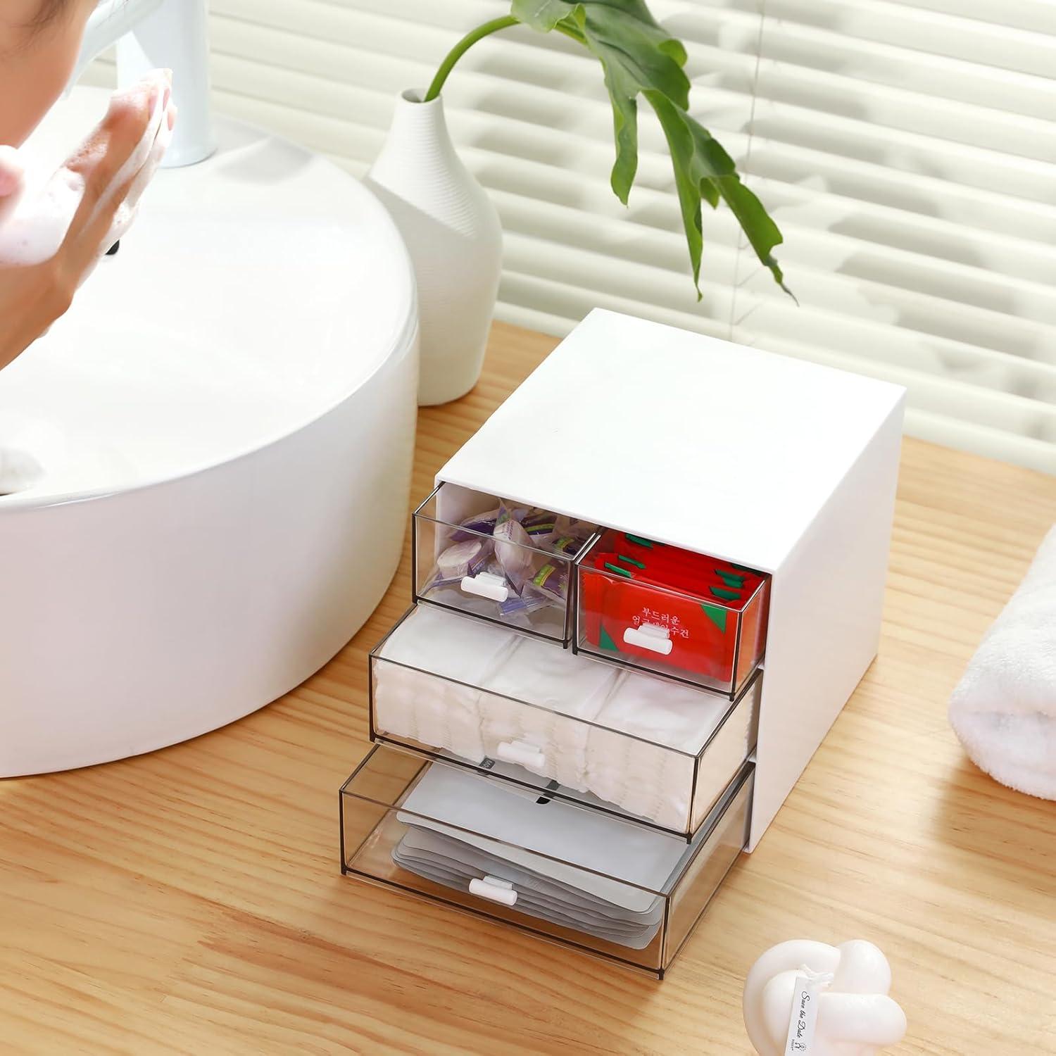 Organizador de Maquillaje MILULUGO 4 Cajones Blanco