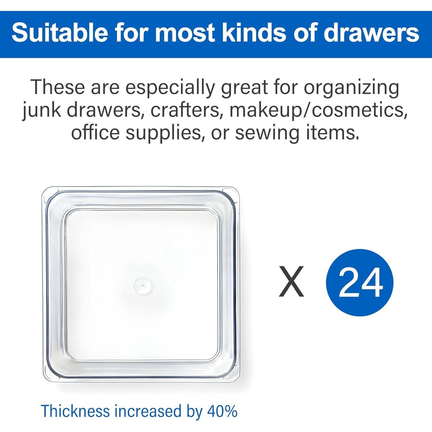 Organizador de Cajones Hudgan 24 Piezas Plástico Transparente