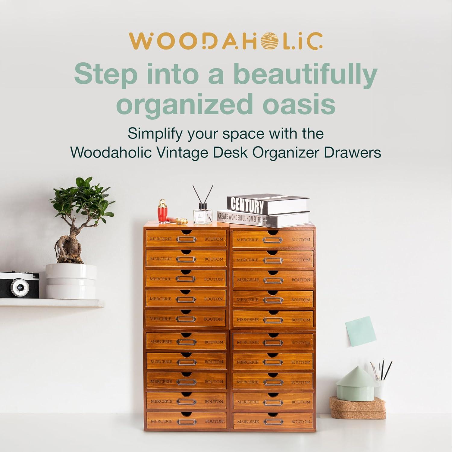 Juego de 4 Cajones Organizadores de Madera Caoba Woodaholic