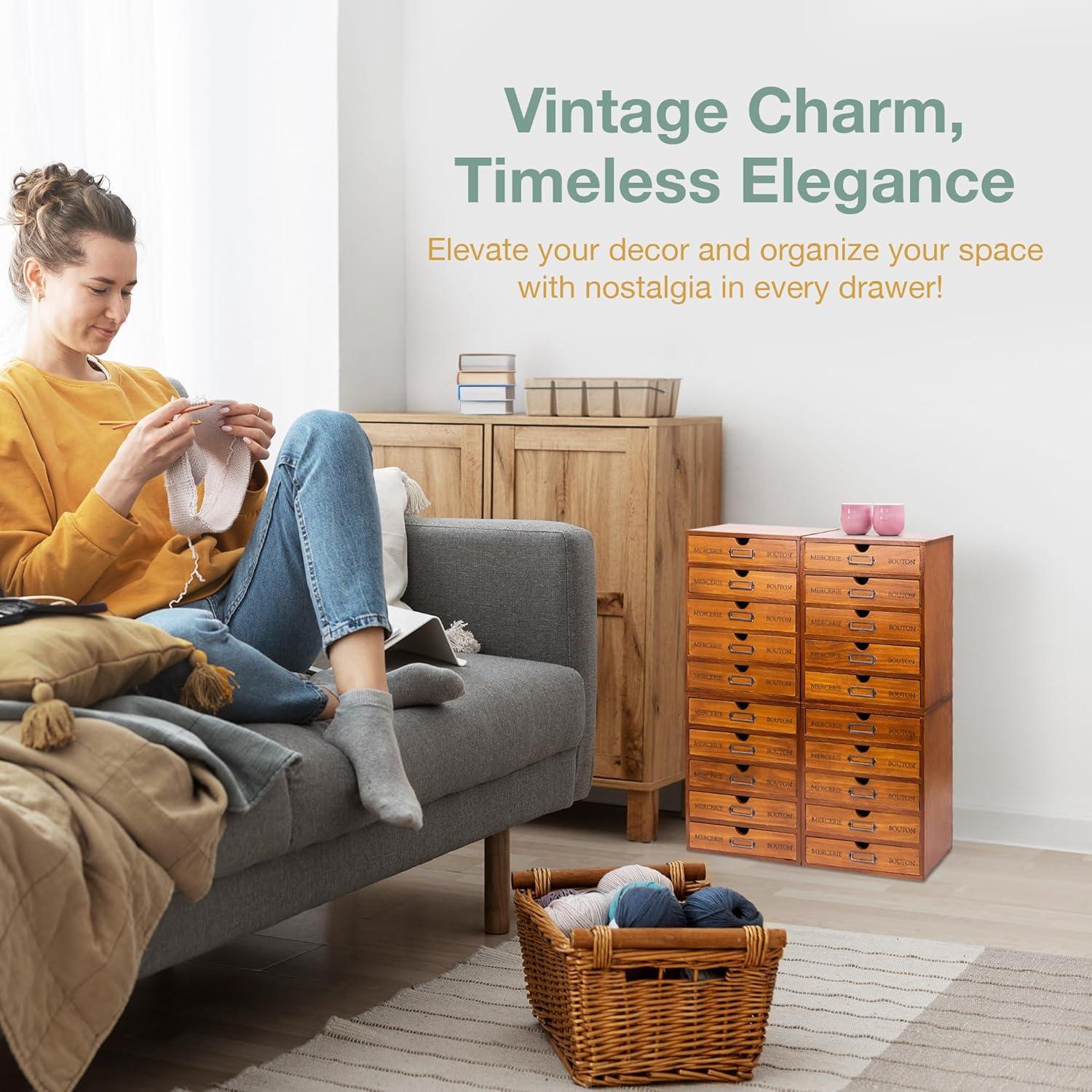 Juego de 4 Cajones Organizadores de Madera Caoba Woodaholic