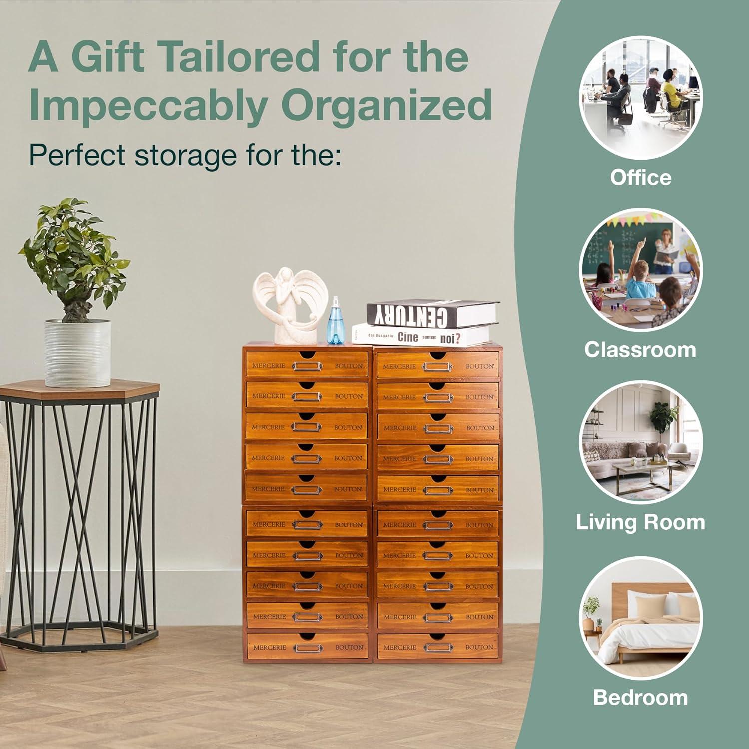 Juego de 4 Cajones Organizadores de Madera Caoba Woodaholic