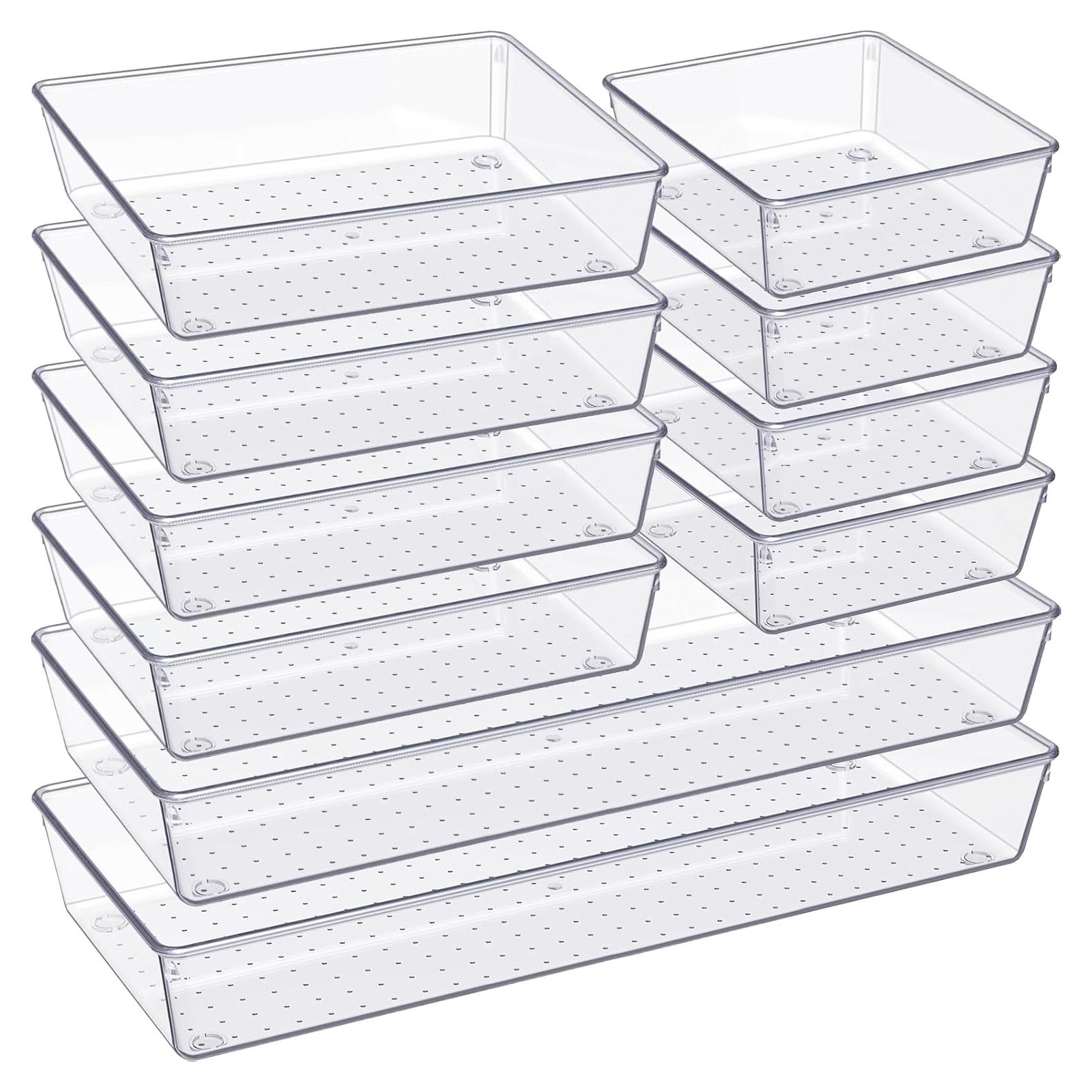 Organizador de Cajones Criusia, 10 Bandejas Transparentes 38x15cm