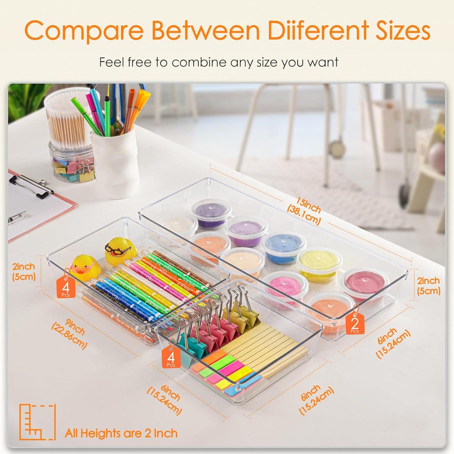 Organizador de Cajones Criusia, 10 Bandejas Transparentes 38x15cm