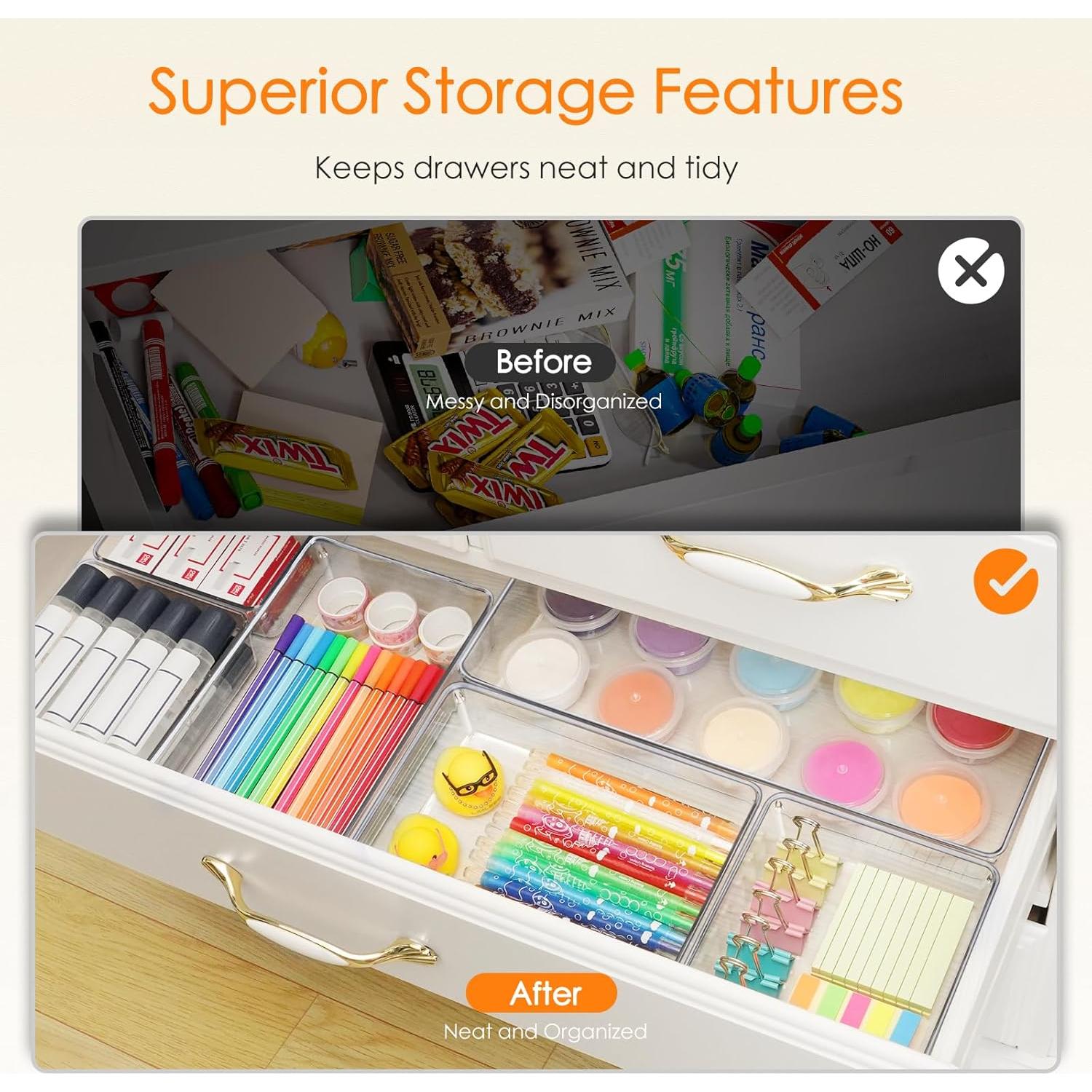 Organizador de Cajones Criusia, 10 Bandejas Transparentes 38x15cm