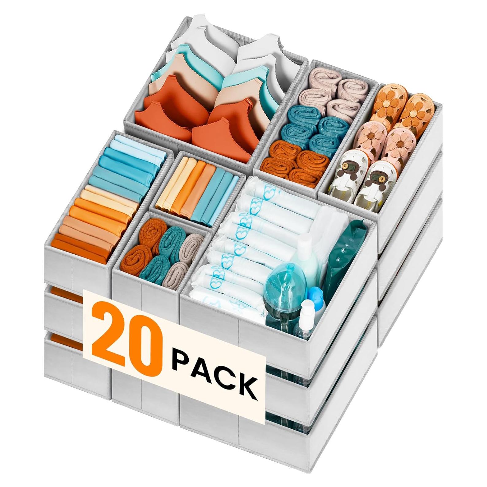 Organizadores de Cajones Criusia 20 Paquete Tela Gris 9.7 cm