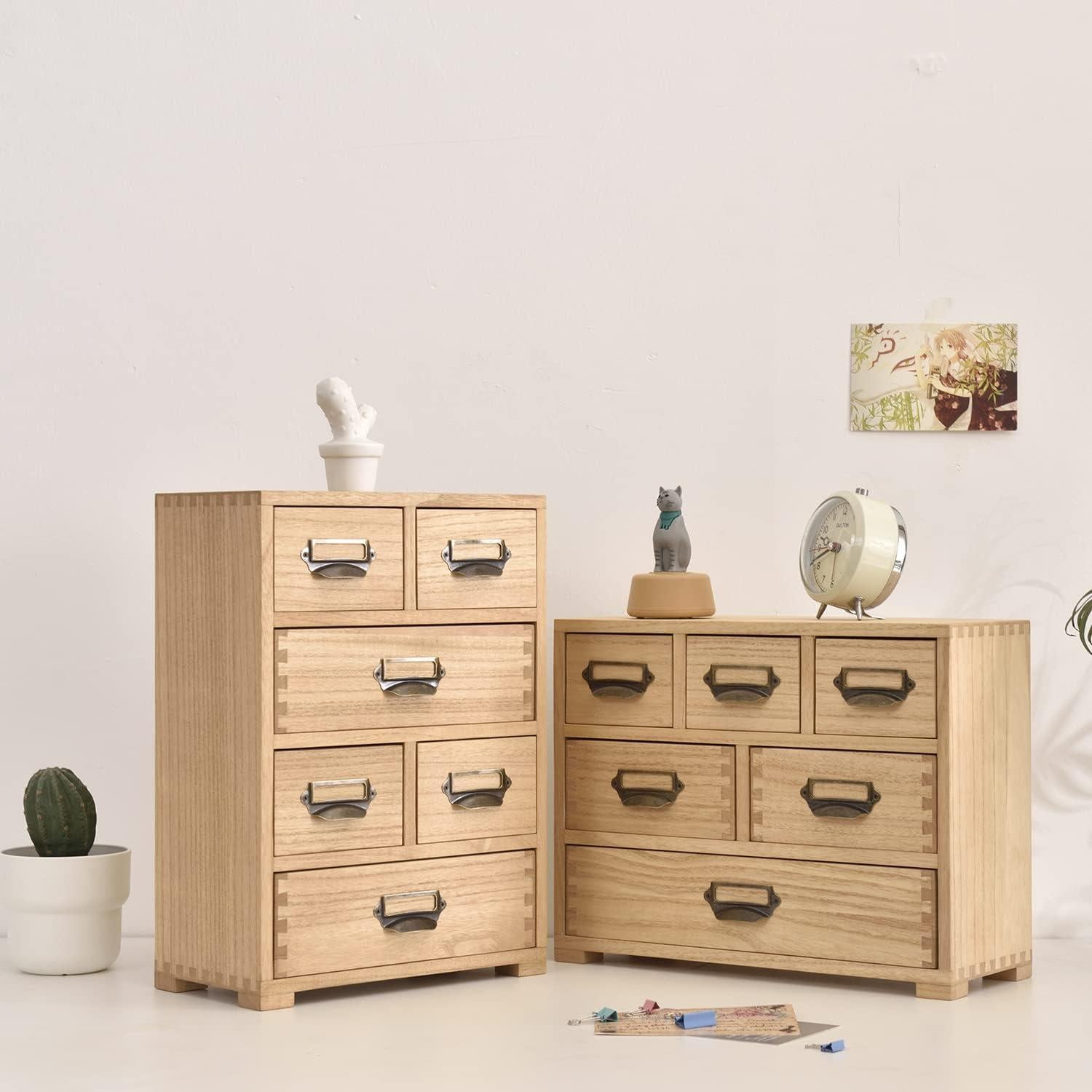 Organizador de Cajones KIRIGEN 6 Cajones Madera Natural