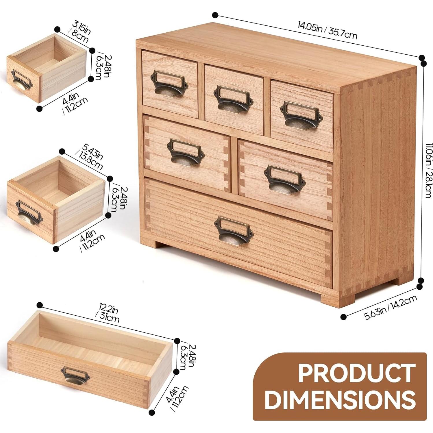 Organizador de Cajones KIRIGEN 6 Cajones Madera Natural