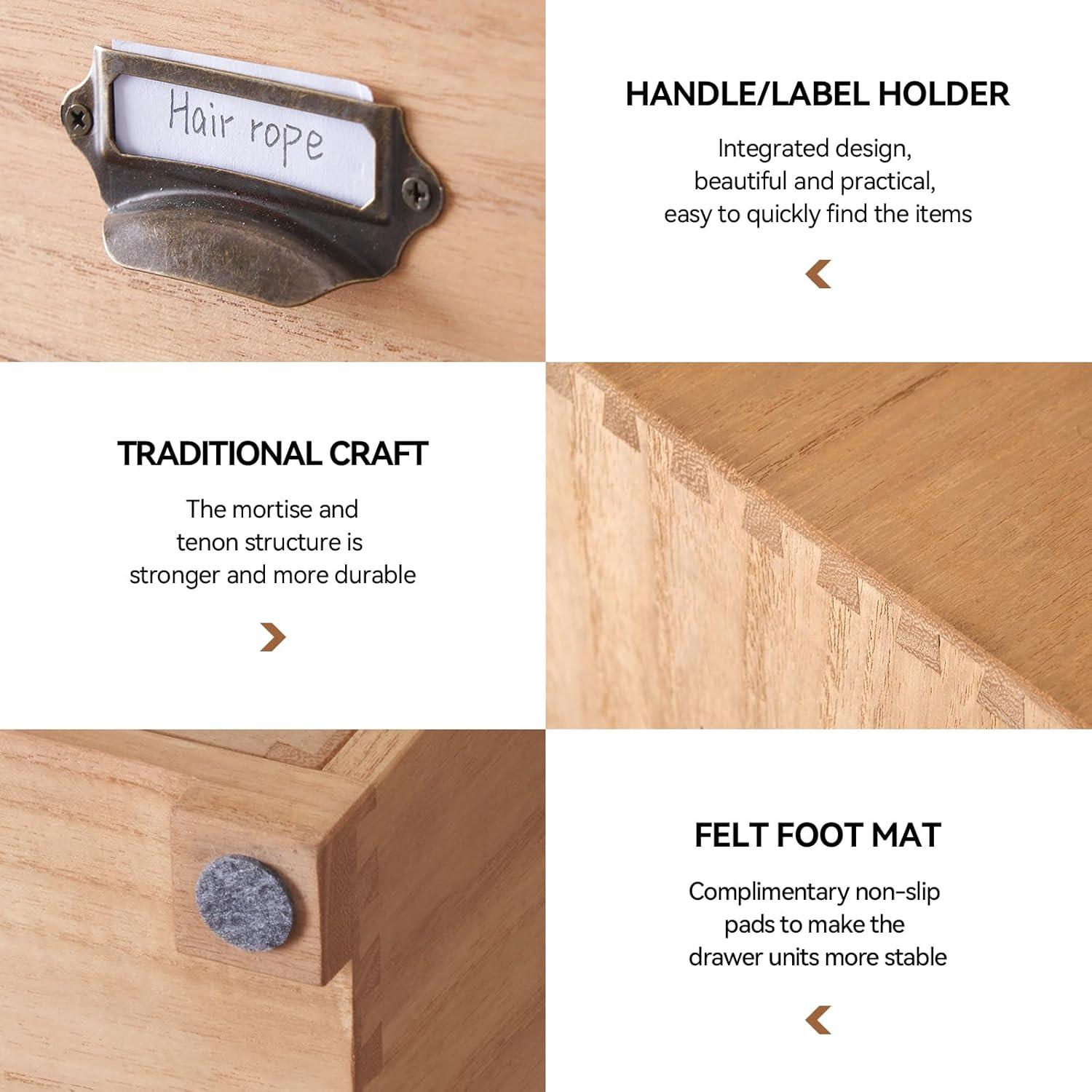 Organizador de Cajones KIRIGEN 6 Cajones Madera Natural