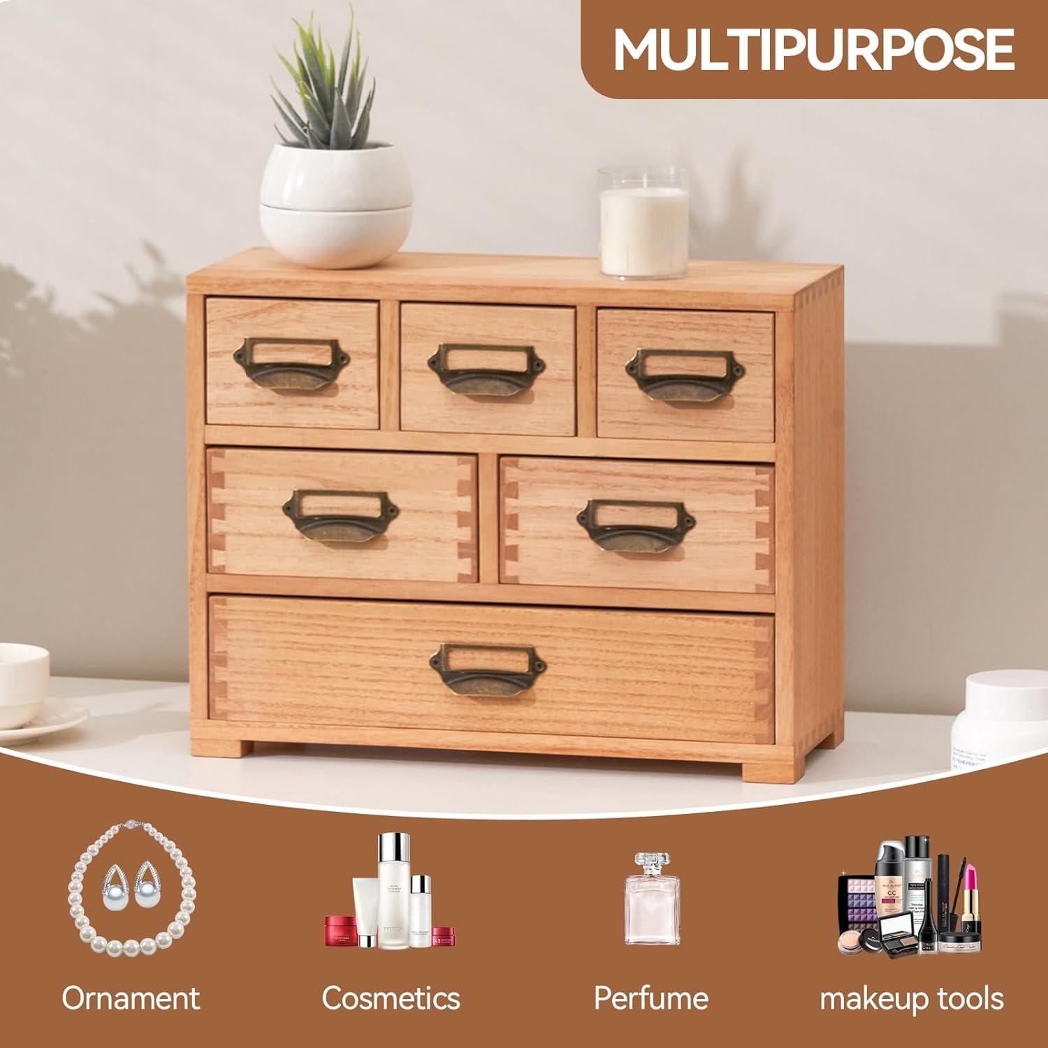 Organizador de Cajones KIRIGEN 6 Cajones Madera Natural