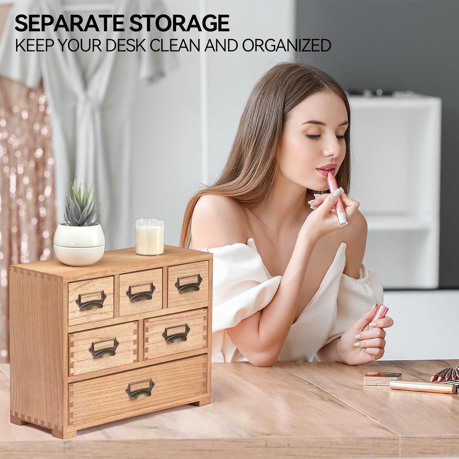 Organizador de Cajones KIRIGEN 6 Cajones Madera Natural