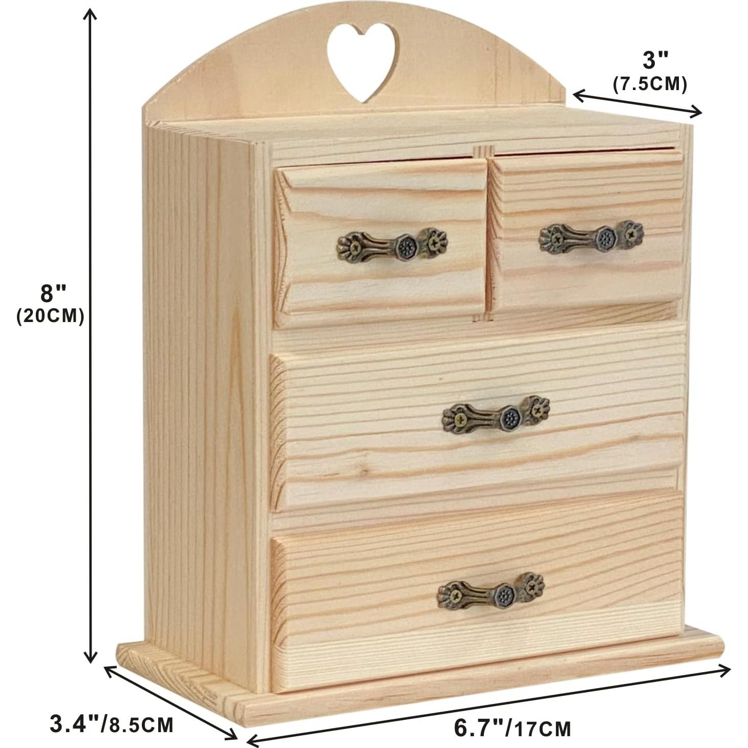 Cajas de Madera Cregugua para Joyería - 2 Piezas con Cajones