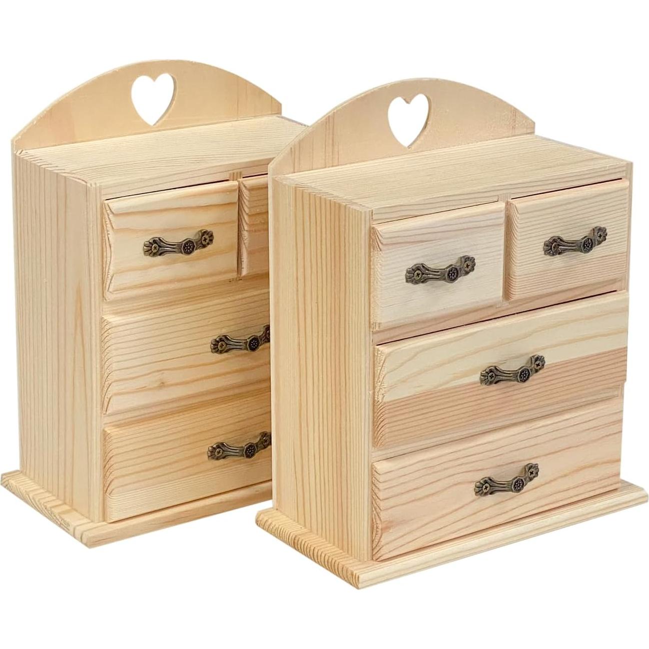 Cajas de Madera Cregugua para Joyería - 2 Piezas con Cajones